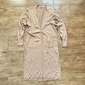 Uniqlo Cardigan Sweater Size XS Tan Long Line Duster One Button
